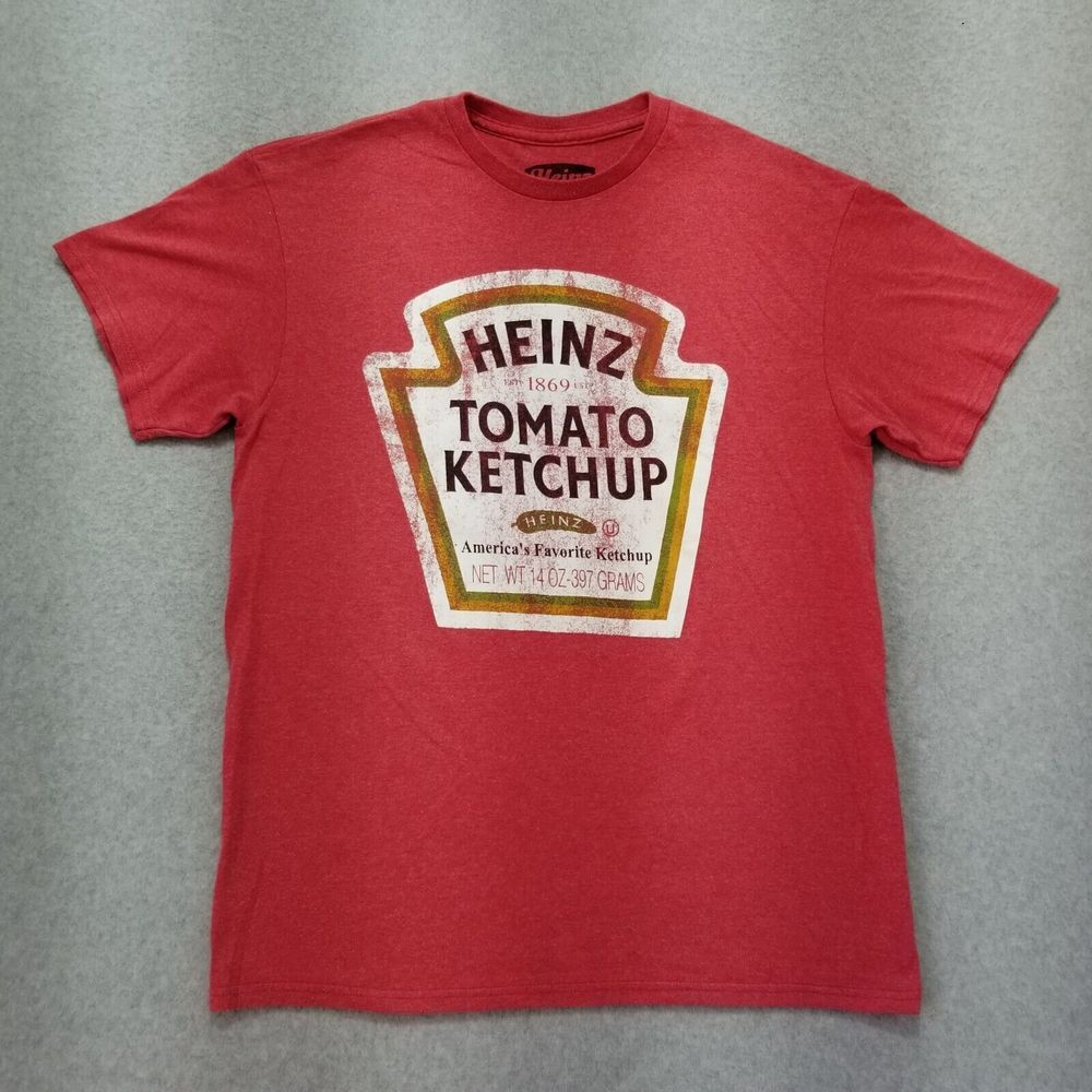 Heinz Shirt Mens Medium Red Short Sleeve Spell Out Logo